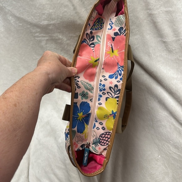 Cute & Colorful Lily Bloom Tropical Pineapple Satchel Shoulder Tote Travel Bag - Picture 5 of 9